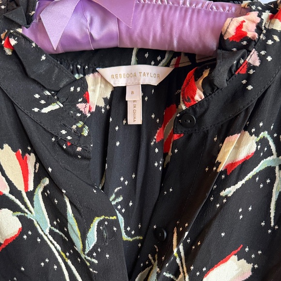 Rebecca Taylor Black Dress with Floral Accents - Picture 2 of 9